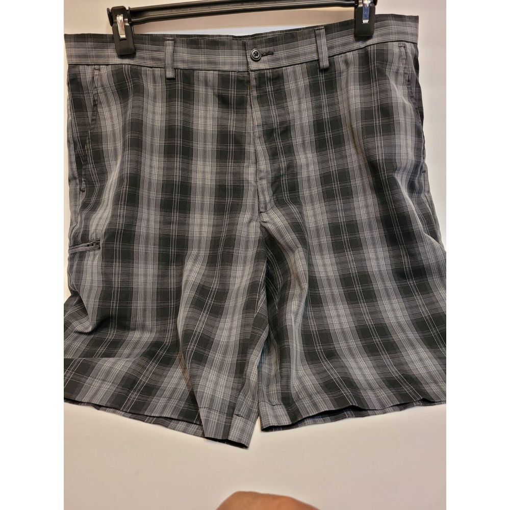 Grand Slam Golf Shorts‎ Mens 38 Grey Plaid Excellent Performance Zipper Pocket